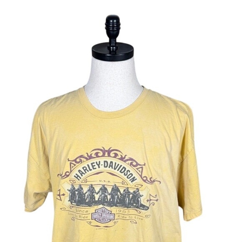 Harley-Davidson Las Vegas Nevada Yellow Graphic T-Shirt Mens 2XL Distressed 2004